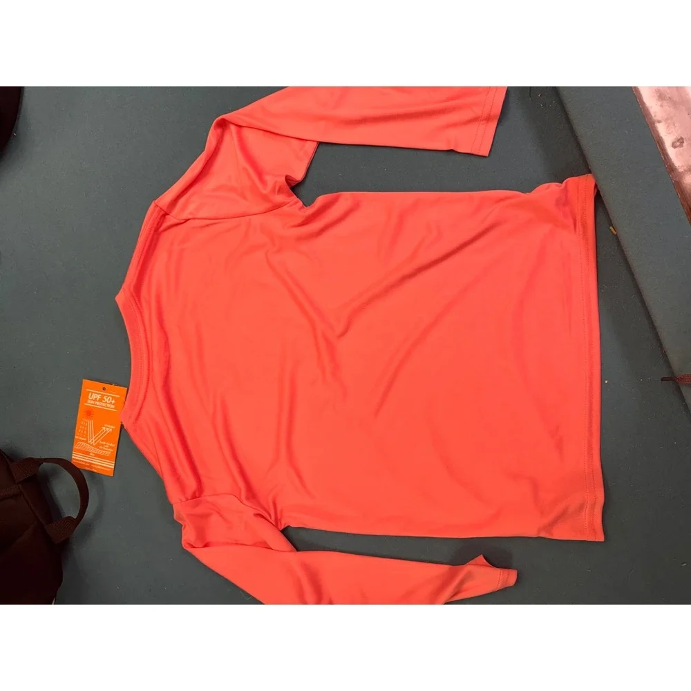 Island Crew Hawaii Kids‎ Rash Guard UPF 50+ Long Sleeve Aloha Heart Peach Medium